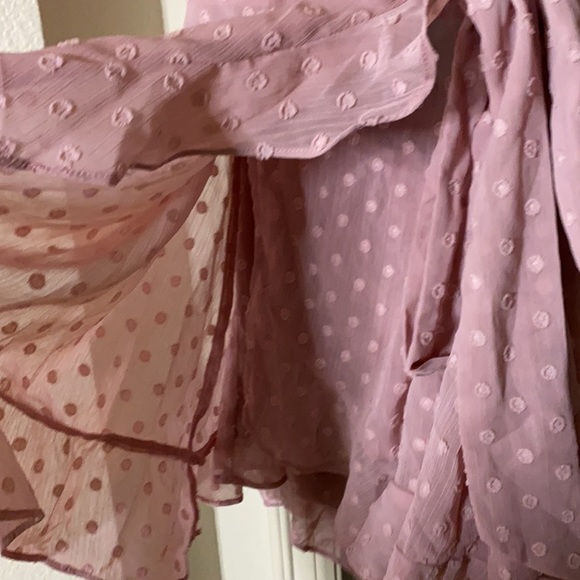 Pink Swiss dot romper with skirt overlay - Picture 4 of 6